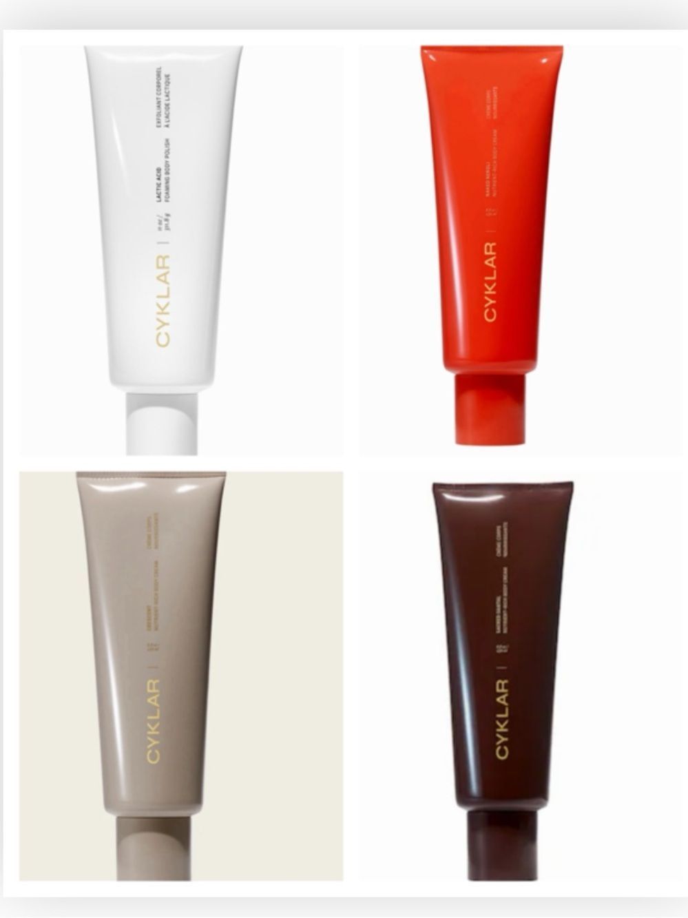 NEW CYKLAR 3 nourishing body cream & 1 Cyklar Lactic Acid Foaming Body Polish